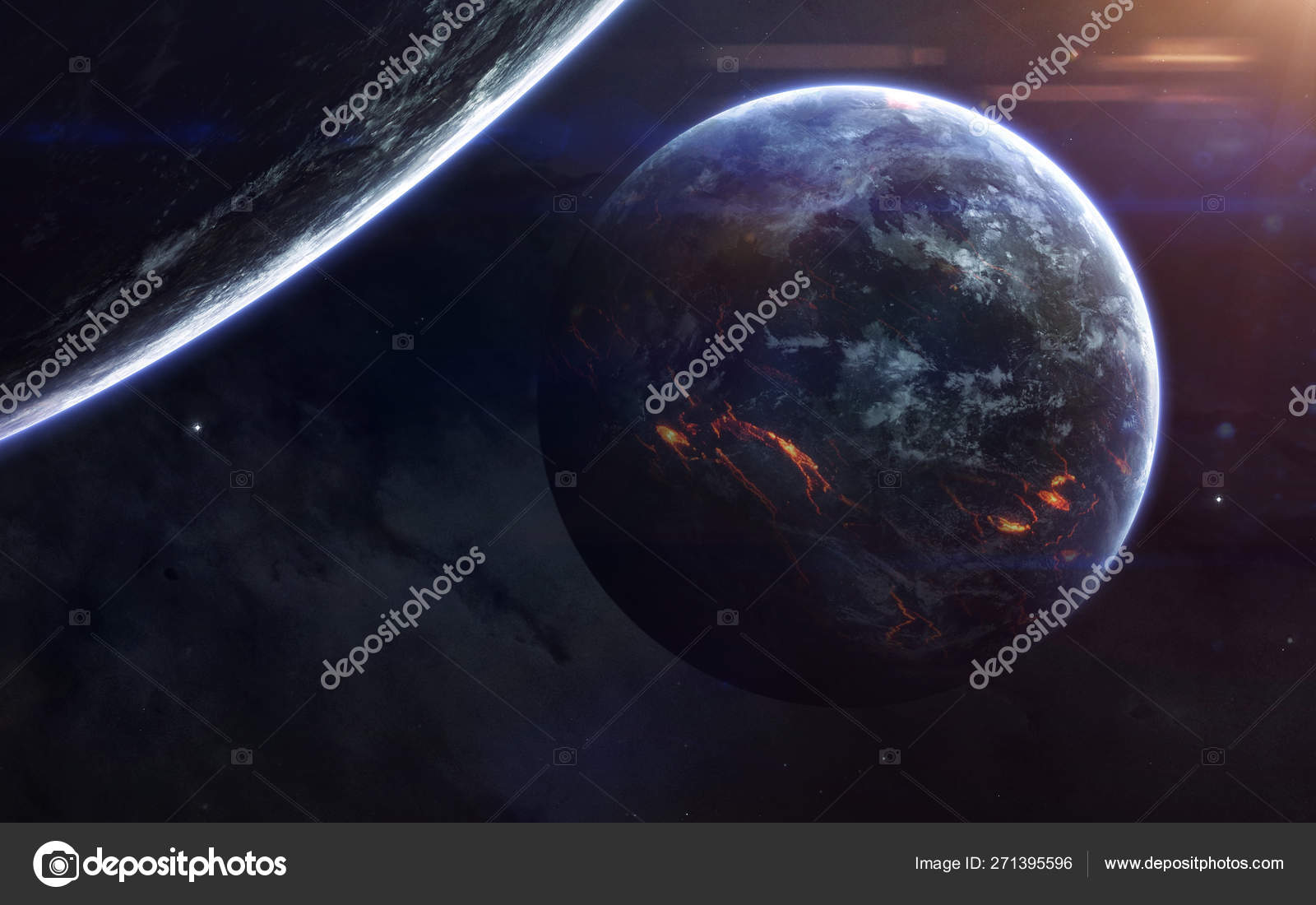 科幻空间壁纸 令人难以置信的美丽的行星 G 图库照片 C Shad Off