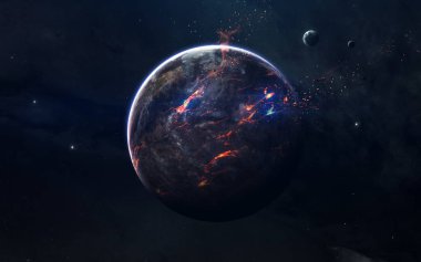 Derin uzay güzelliği, gezegenler, yıldızlar ve sonsuz univer galaksiler