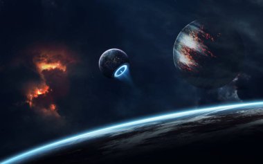 Bilim kurgu uzay duvar kağıdı, inanılmaz güzel gezegenler, g
