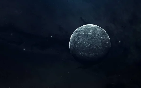 Planete ale sistemului solar, Mercur, în spaţiul întunecat nesfârşit. Educati — Fotografie, imagine de stoc