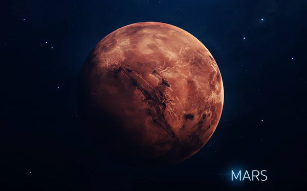 Marte - planetas do sistema solar em alta qualidade. Parede da ciência — Fotografia de Stock