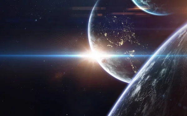Научная фантастика космические обои, невероятно красивые планеты, г — стоковое фото