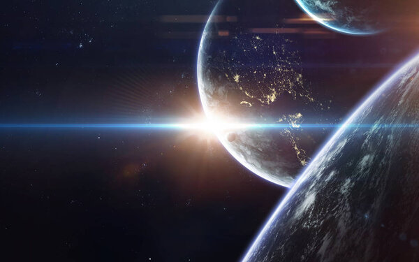 Science fiction space wallpaper, incredibly beautiful planets, g