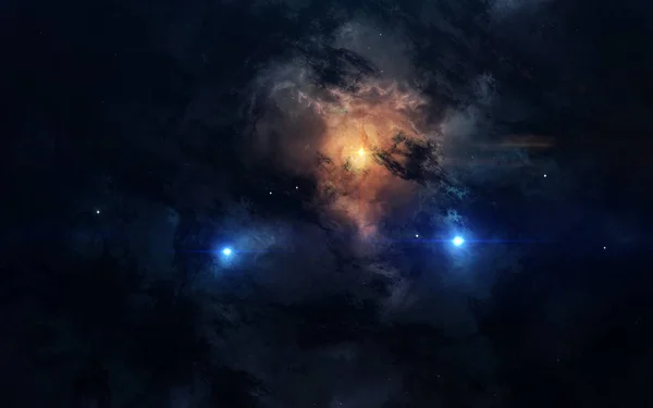 Fondo de pantalla de ciencia ficción espacio, nebulosa impresionante en algún lugar en dar — Foto de Stock