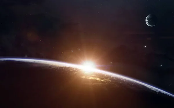지구 일출의 아름다움입니다. 공상 과학 우주 벽지, incred — 스톡 사진