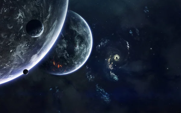 Fondo de pantalla de ciencia ficción espacio, planetas increíblemente hermosos, g — Foto de Stock