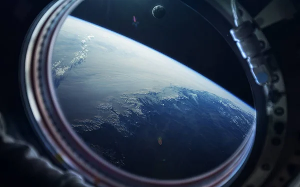 Fondo de pantalla de ciencia ficción espacio, tierra azul de la estación espacial w — Foto de Stock