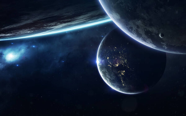 Science fiction space wallpaper, incredibly beautiful planets, g