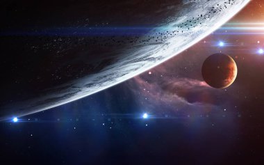 Universe scene with planets clipart