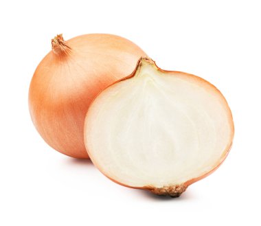 Beyaz arka plan üzerinde izole ampuller dilimlenmiş soğan