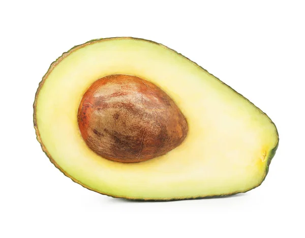 Metà Avocado Maturo Isolato Sfondo Bianco — Foto Stock