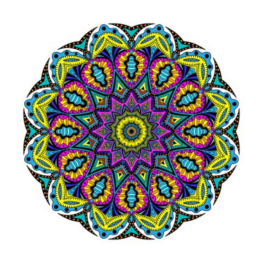 Mandala süslemeli desen. Kumaş, tekstil, bandana, halı baskısı için