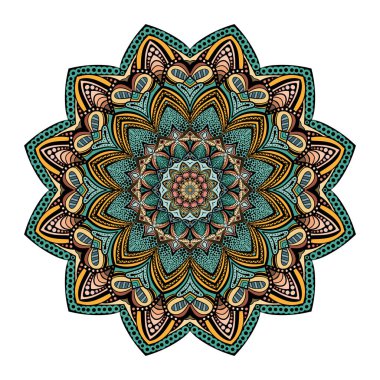 Mandala süslemeli desen. Kumaş, tekstil, bandana, halı baskısı için