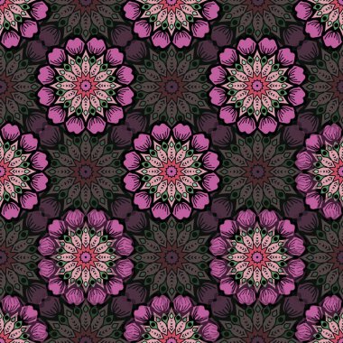 Mandala süslemeli desen. Kumaş, tekstil, bandana, halı baskısı için