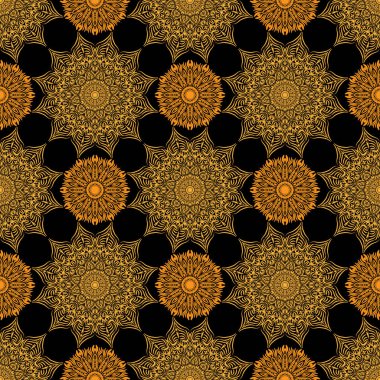 Mandala süslemeli desen. Kumaş, tekstil, bandana, halı baskısı için