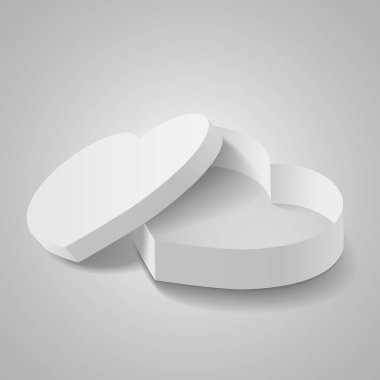 Açılmış, kalp şeklinde bir kutu. Doğum günü hediyesi veya düğün hediyesi.