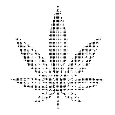 Beyaz arkaplanda yarım ton kenevir yaprağı izole edilmiş.