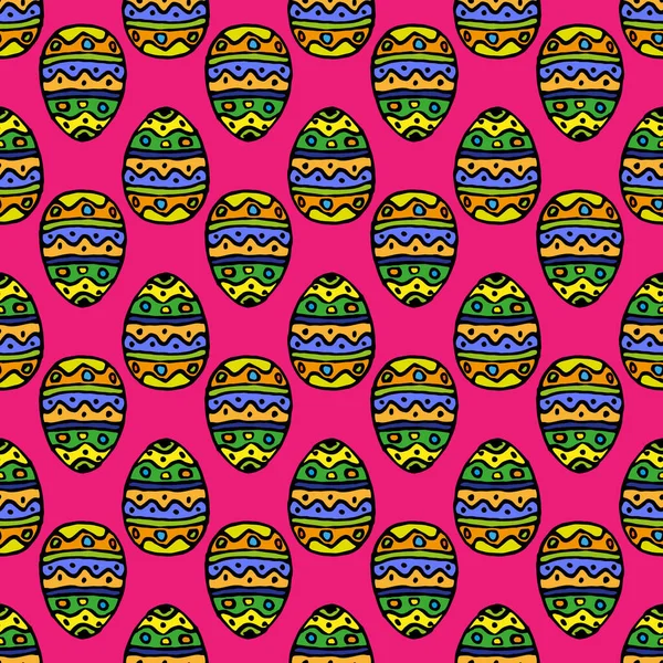 Vector Seamless Simple Pattern Ornamental Eggs Easter Holiday Background Printing — Stock Vector