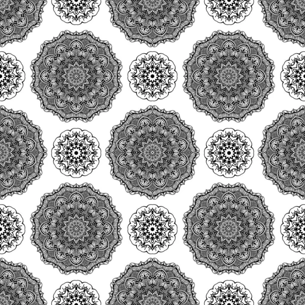 Padrão Com Decoração Mandala Para Tecido Têxtil Bandana Estampa Carpete — Vetor de Stock