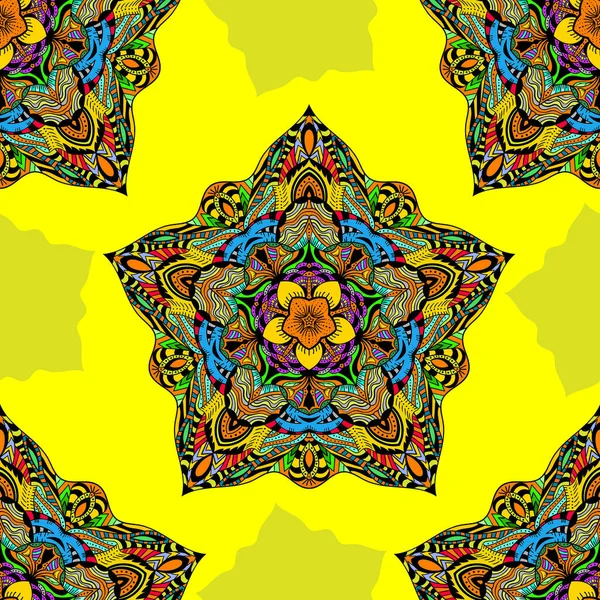 曼陀罗装饰图案 纺织品 地毯印花 — 图库矢量图片