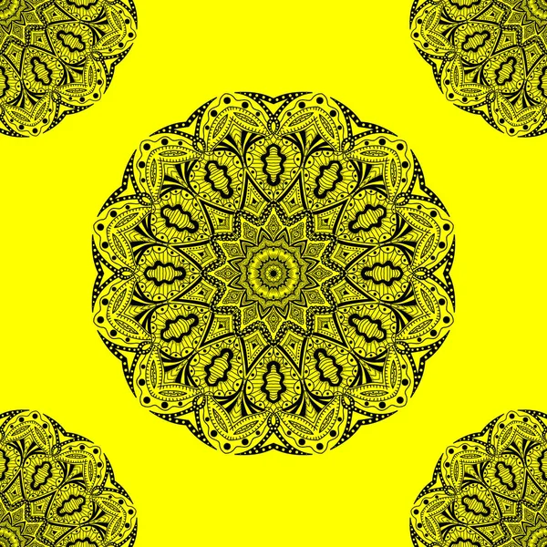 Patrón Con Decoración Mandala Para Tela Textil Bandana Estampado Alfombras — Vector de stock