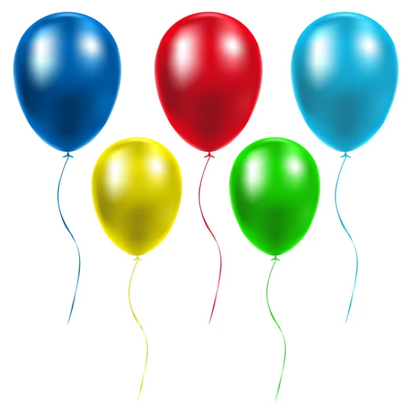 Doğum Günü Için Gerçekçi Parlak Balonlar Şenlikli Etkinlikler Partiler Düğünler — Stok Vektör