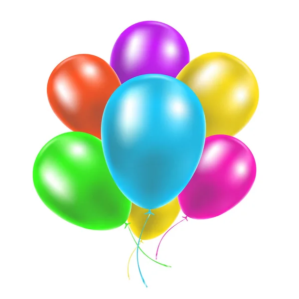 Doğum Günü Için Gerçekçi Parlak Balonlar Şenlikli Etkinlikler Partiler Düğünler — Stok Vektör