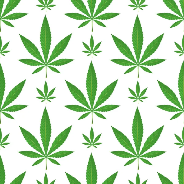 Marihuana Opouští Pozadí Vektor Bezešvé Vzor — Stockový vektor