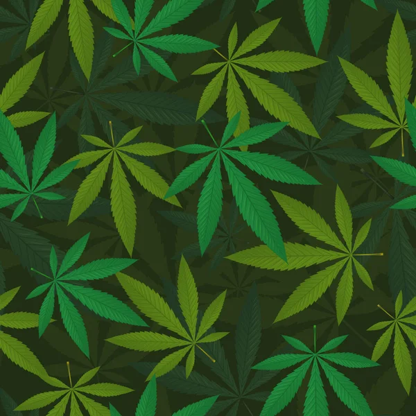 Marijuana Leaves Background Vector Seamless Pattern — Stock Vector