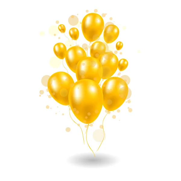 Golden Balloons Confetti White Background Vector Graphics