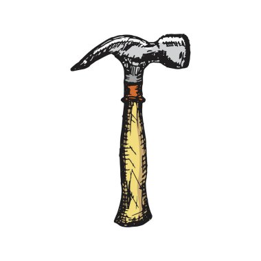 Ev onarımı için vektör çalışma araçları taslak simgeleri. çekiç