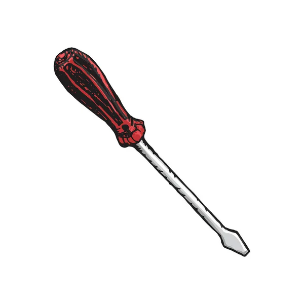 病媒工作工具草图图标用于房屋修理 螺丝刀 — 图库矢量图片