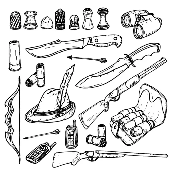 Set Von Gegenständen Für Die Jagd — Stockvektor