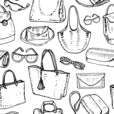Güzel kadın çantaları. Vektör illüstrasyonu