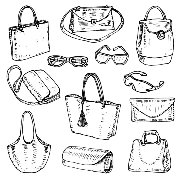 Conjunto Bonitas Bolsas Mujer Ilustración Vectorial — Archivo Imágenes Vectoriales