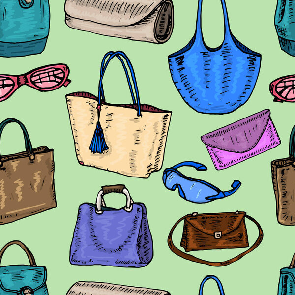 Pattern pretty women's bags. Vector illustration