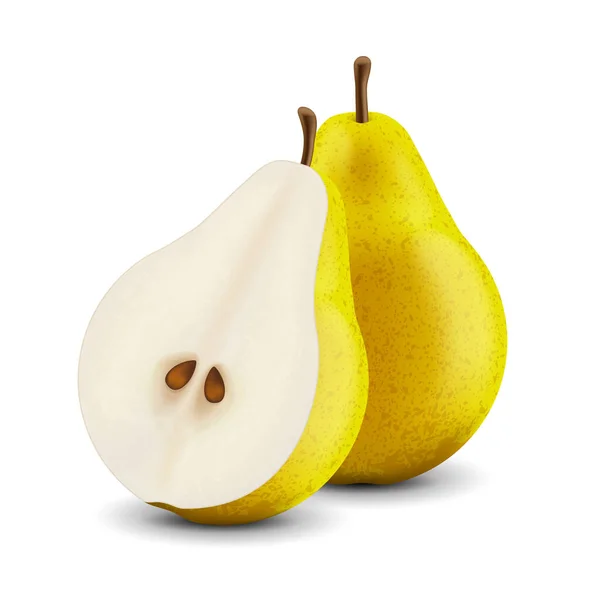 Vector Realistic Fresh Pear White Background Stock Illustration