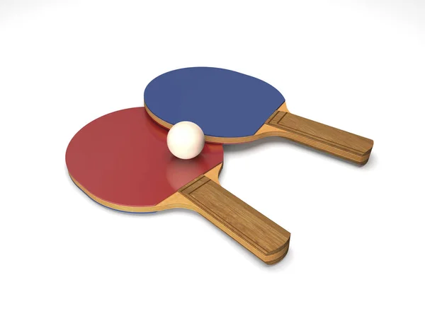 Racketar och boll för Bordtennis (3D-illustration). — Stockfoto