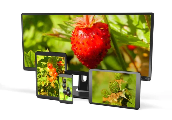 Elektronische gadgets en Berry concept (3D illustratie). — Stockfoto
