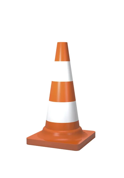 Cone de trânsito sobre fundo branco (ilustração 3d ). — Fotografia de Stock