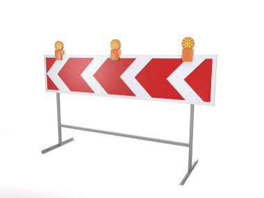 Kırmızı uyarı lambalarıyla bariyeri baypas et (3d illüstrasyon).