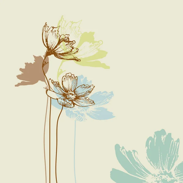 Pastel Bloemen Boeket Wenskaart — Stockvector