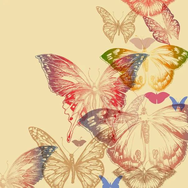 Colorful Butterfly Retro Background — Stock Vector