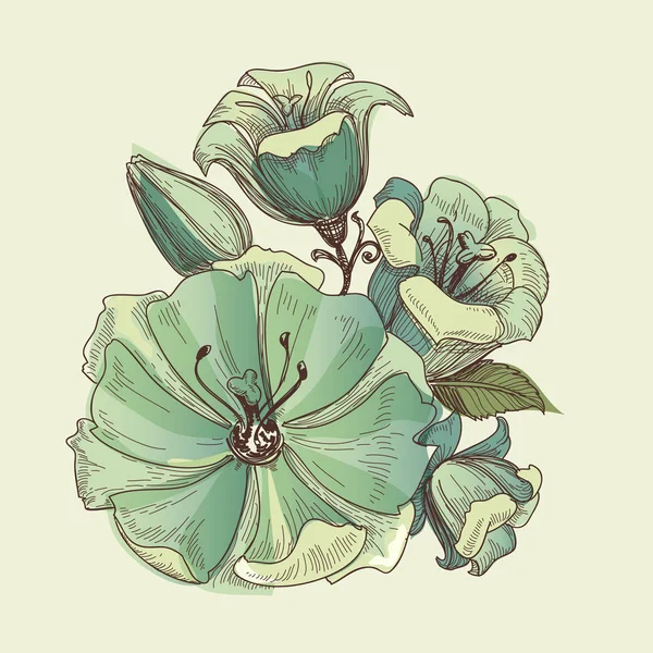 Ramo Floral Diseño Lirios Vectoriales — Archivo Imágenes Vectoriales