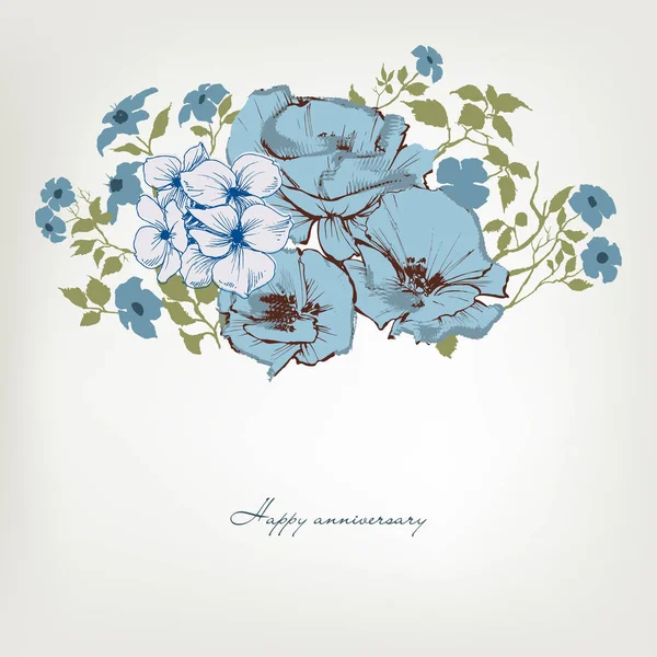 Fond Floral Bouquet Fleurs Bleues — Image vectorielle