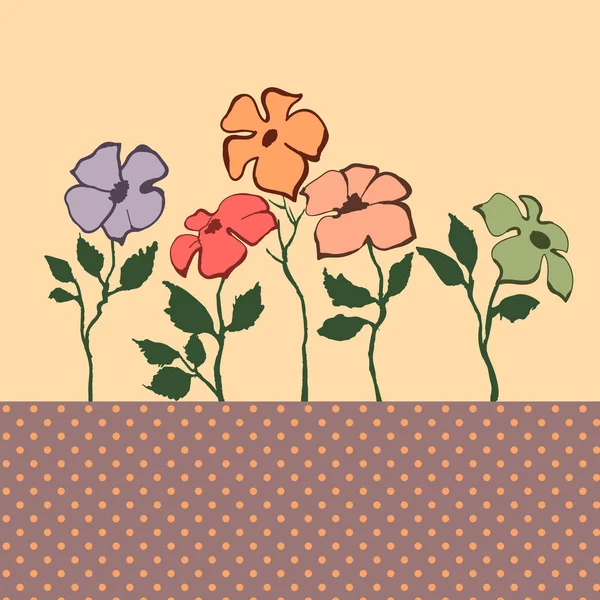 Fond Floral Fleurs Mignonnes Douche Bébé Rayures Pois — Image vectorielle