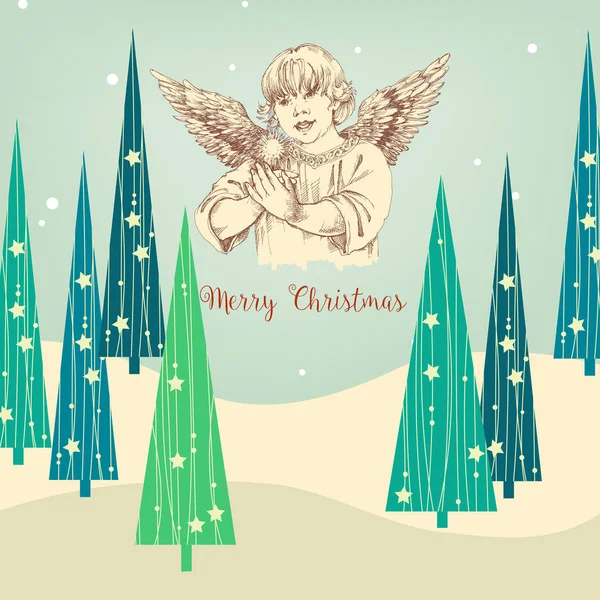 Natal Anjo Cartão Saudação —  Vetores de Stock