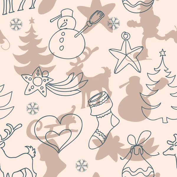 クリスマスと新年のシームレス パターン — ストックベクタ