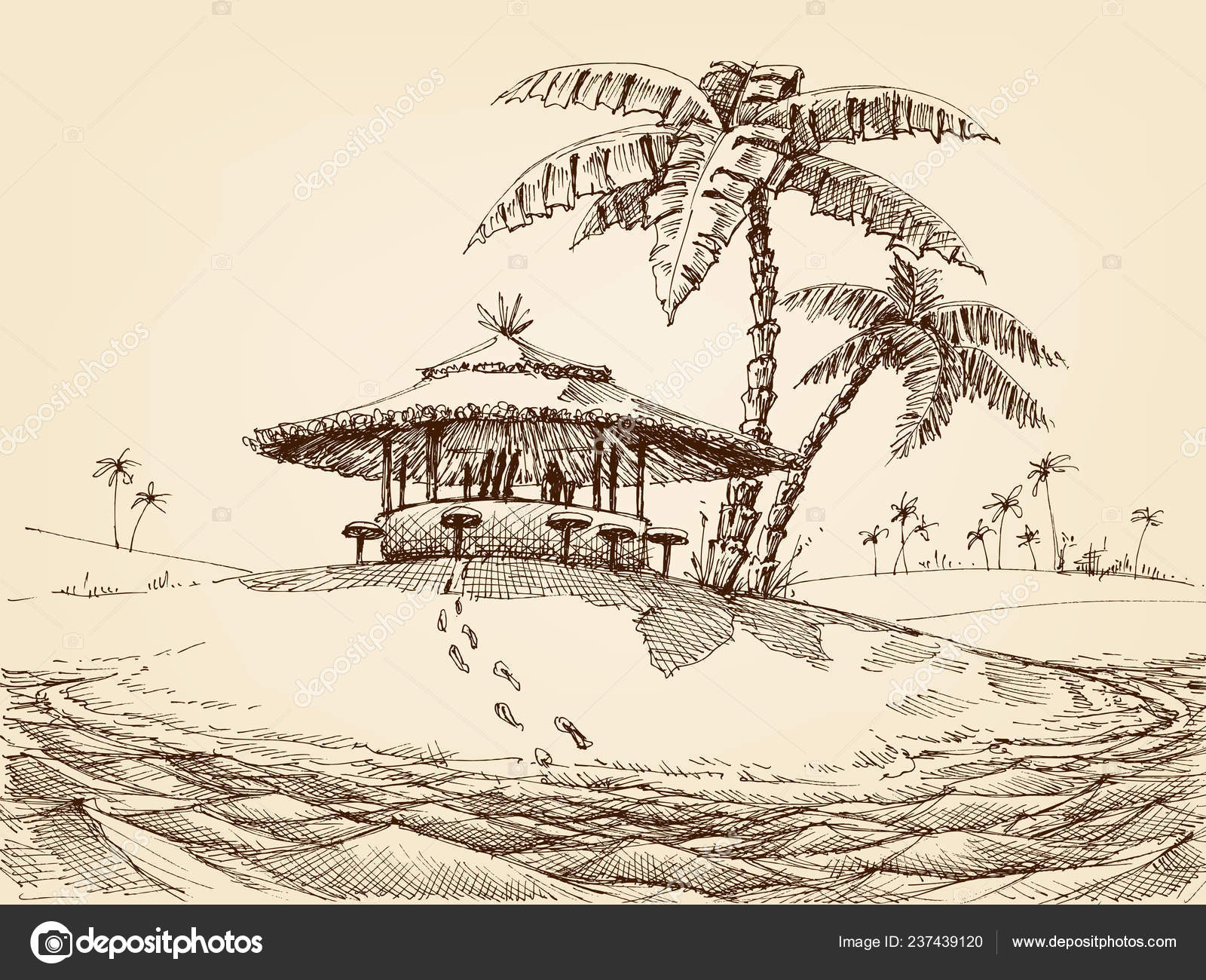 Beach scene drawing Vectors & Illustrations for Free Download | Freepik