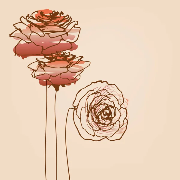 Rosen Karte Schöne Symbole Der Liebe — Stockvektor